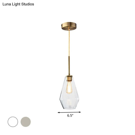 Modern Brass Pendant Light: 4.5/9/12 Wide Glass Shade Hanging Light With Single Lamp Socket - Ideal