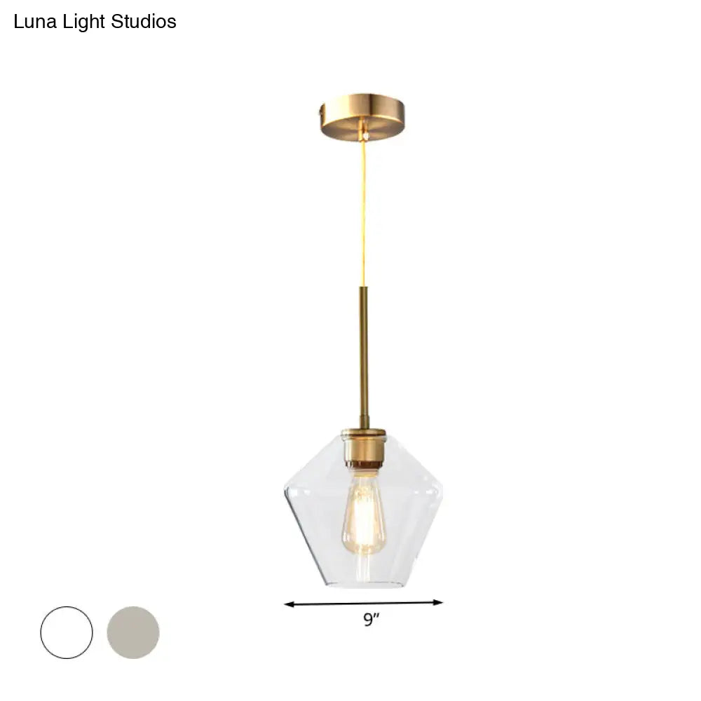 Modern Brass Pendant Light: 4.5/9/12 Wide Glass Shade Hanging Light With Single Lamp Socket - Ideal