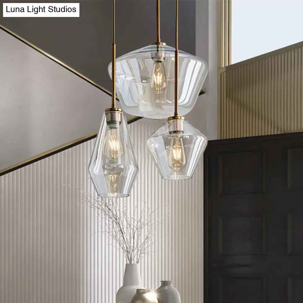 Modern Brass Pendant Light: 4.5/9/12 Wide Glass Shade Hanging Light With Single Lamp Socket - Ideal