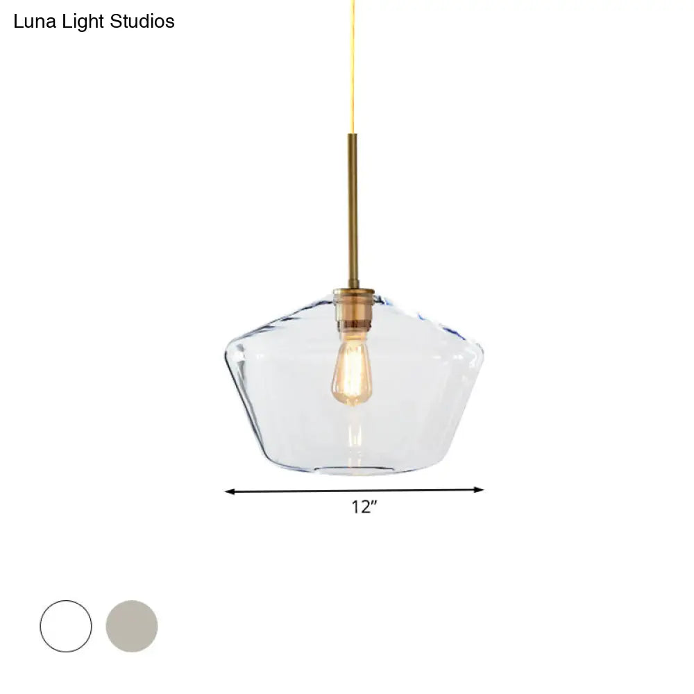 Modern Brass Pendant Light: 4.5/9/12 Wide Glass Shade Hanging Light With Single Lamp Socket - Ideal