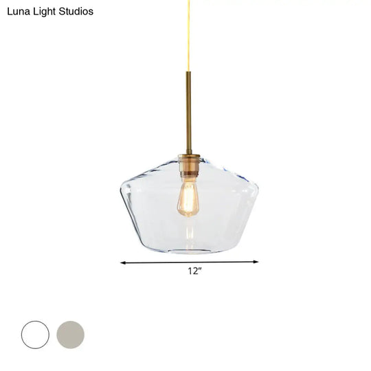 Modern Brass Pendant Light: 4.5/9/12 Wide Glass Shade Hanging Light With Single Lamp Socket - Ideal