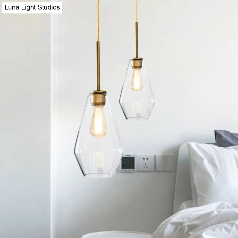 Modern Brass Pendant Light: 4.5/9/12 Wide Glass Shade Hanging Light With Single Lamp Socket - Ideal