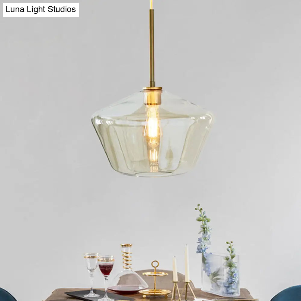 Modern Brass Pendant Light: 4.5/9/12 Wide Glass Shade Hanging Light With Single Lamp Socket - Ideal