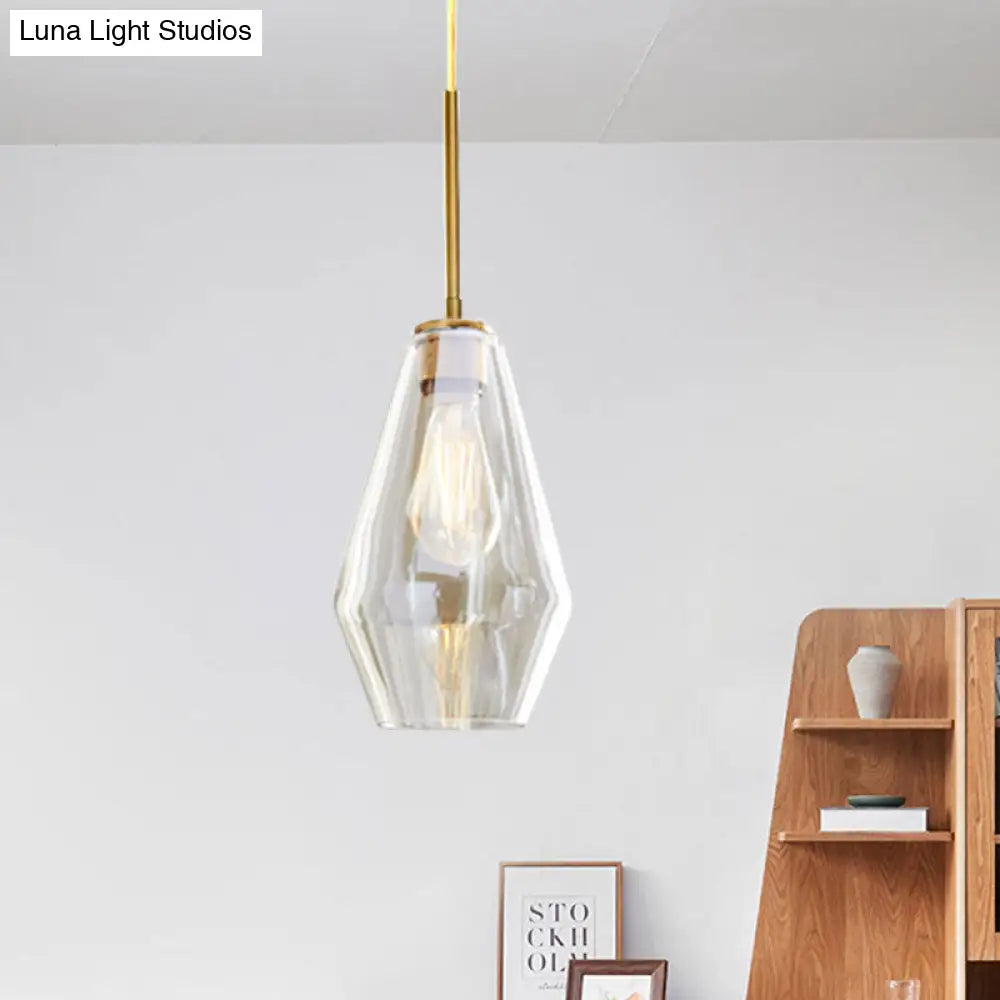 Modern Brass Pendant Light: 4.5/9/12 Wide Glass Shade Hanging Light With Single Lamp Socket - Ideal