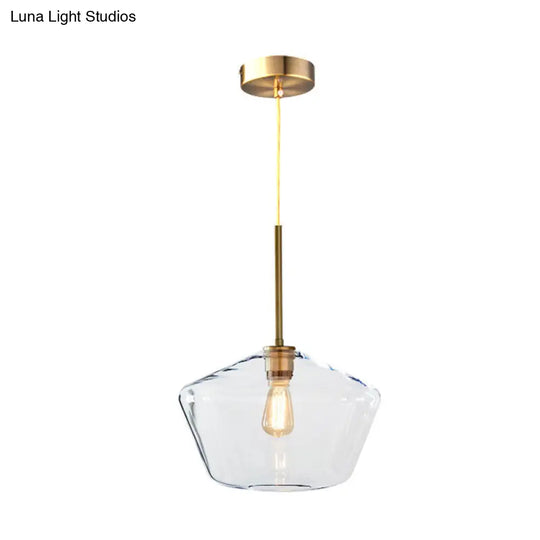 Modern Brass Pendant Light: 4.5/9/12 Wide Glass Shade Hanging Light With Single Lamp Socket - Ideal