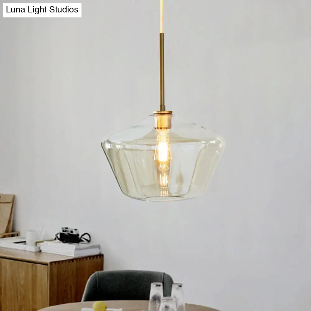 Modern Brass Pendant Light: 4.5/9/12 Wide Glass Shade Hanging Light With Single Lamp Socket - Ideal