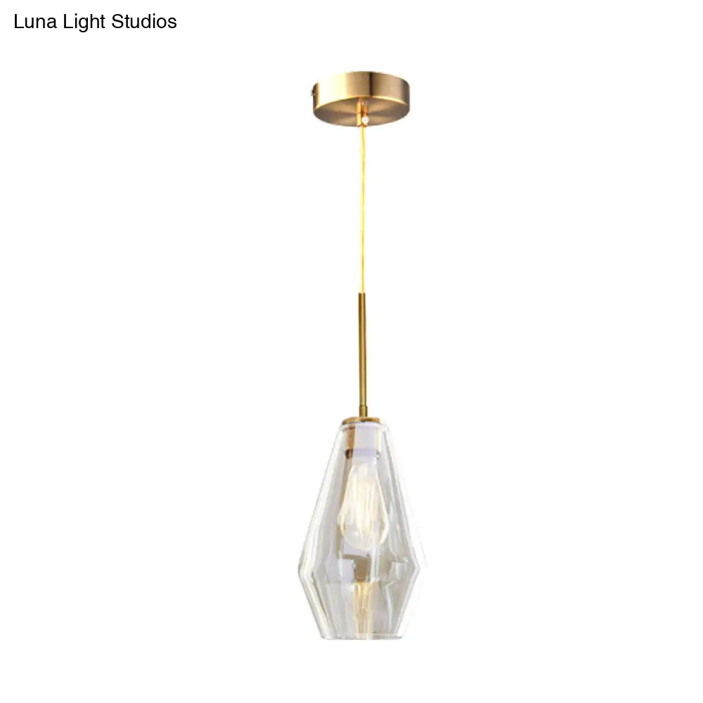 Modern Brass Pendant Light: 4.5/9/12 Wide Glass Shade Hanging Light With Single Lamp Socket - Ideal