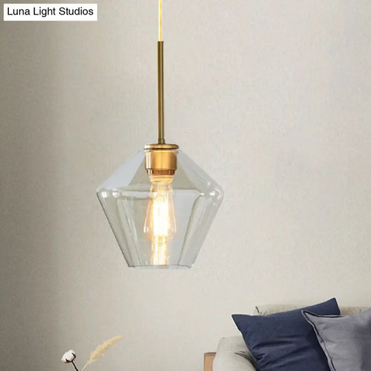 Modern Brass Pendant Light: 4.5/9/12 Wide Glass Shade Hanging Light With Single Lamp Socket - Ideal