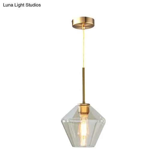 Modern Brass Pendant Light: 4.5/9/12 Wide Glass Shade Hanging Light With Single Lamp Socket - Ideal