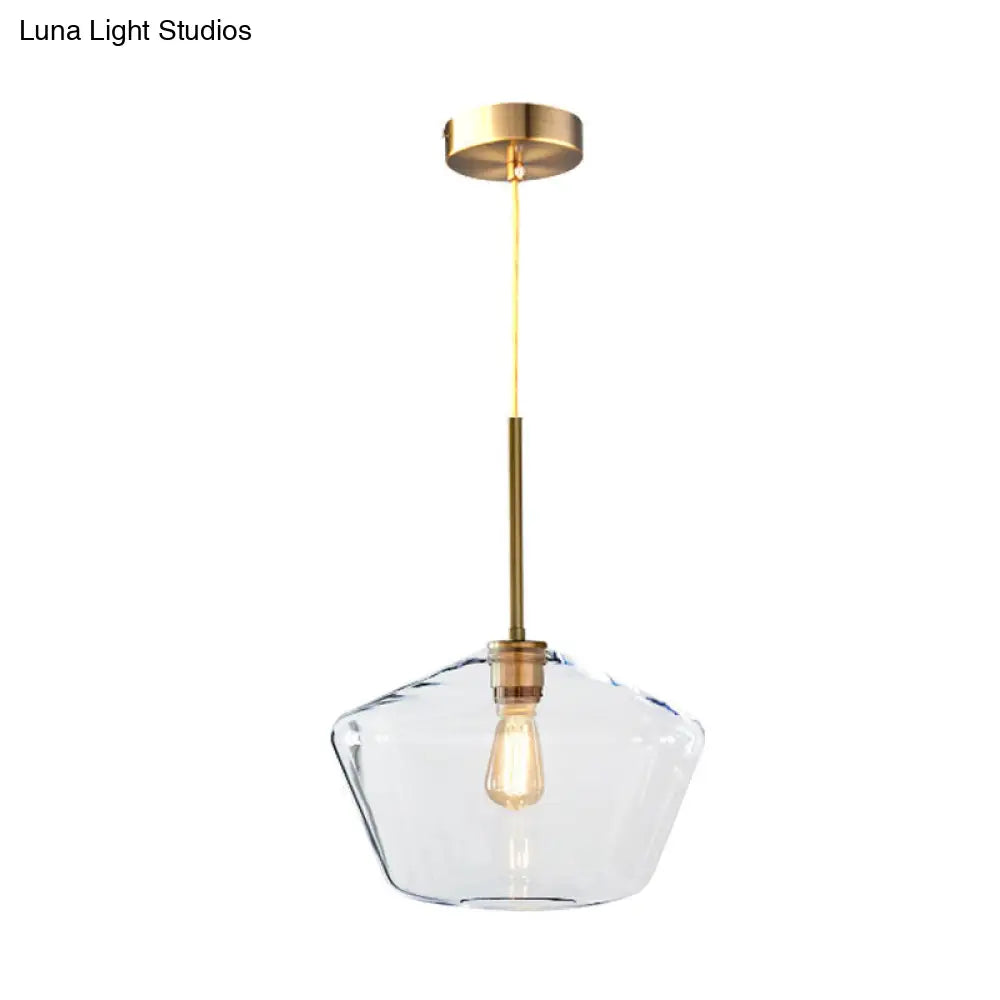 Modern 4.5’/9’/12’ Wide Glass Shade Hanging Pendant Light With Brass Lamp Socket - Perfect