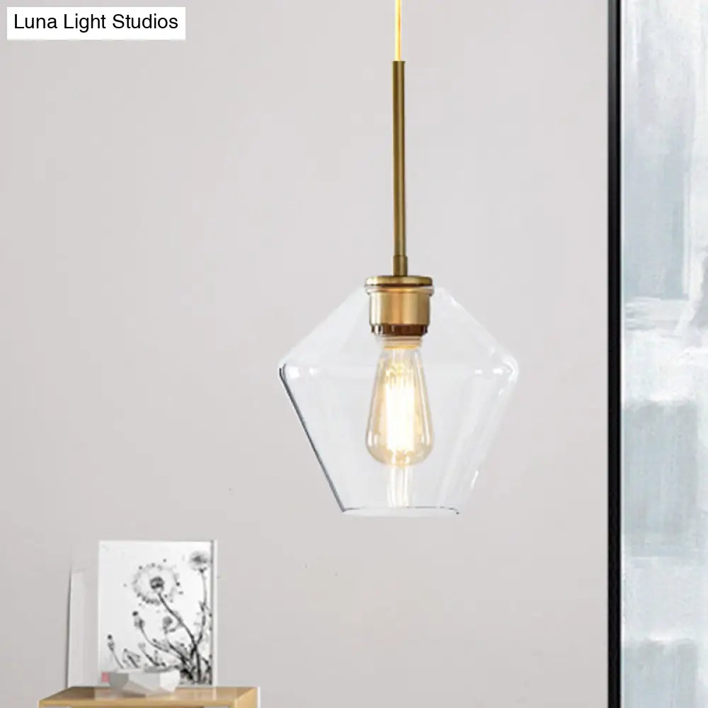 Modern Brass Pendant Light: 4.5/9/12 Wide Glass Shade Hanging Light With Single Lamp Socket - Ideal