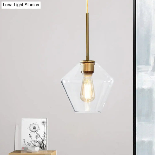 Modern Brass Pendant Light: 4.5/9/12 Wide Glass Shade Hanging Light With Single Lamp Socket - Ideal