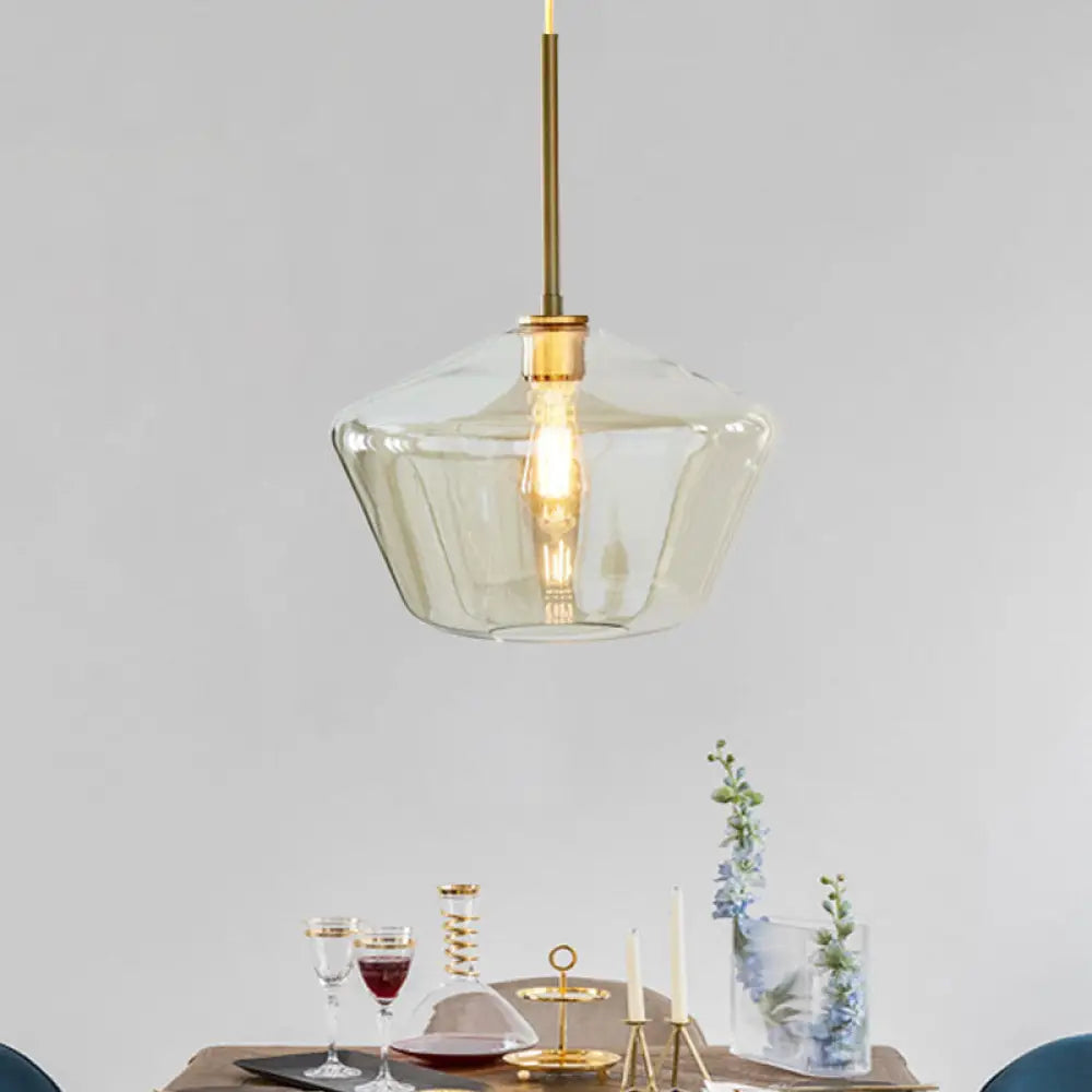 Modern 4.5’/9’/12’ Wide Glass Shade Hanging Pendant Light With Brass Lamp Socket - Perfect