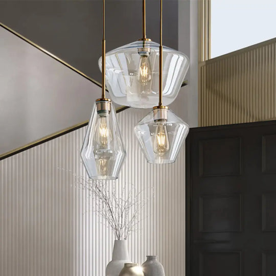 Modern 4.5’/9’/12’ Wide Glass Shade Hanging Pendant Light With Brass Lamp Socket - Perfect