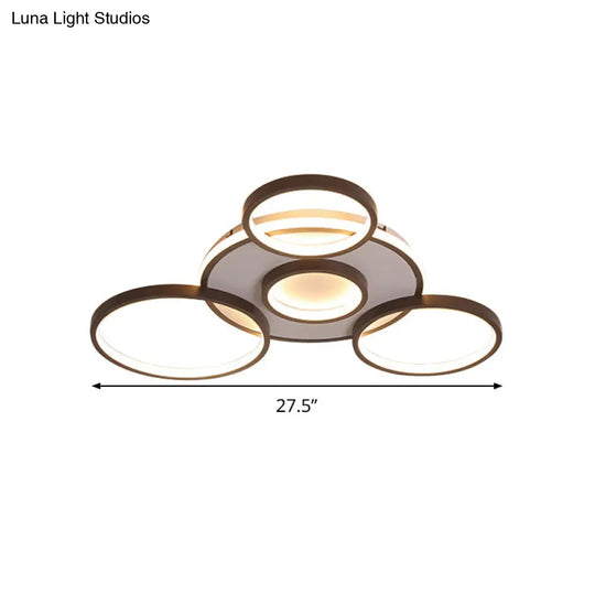 Modern 4/5 - Halo Ring Black Led Flush Mount Light Fixture Warm/White 27.5’/33.5’W