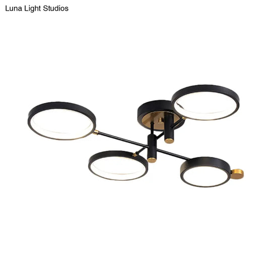 Modern 4 - Head Black/Gold Led Semi - Flush Ceiling Light In Warm/White/3 Color Options