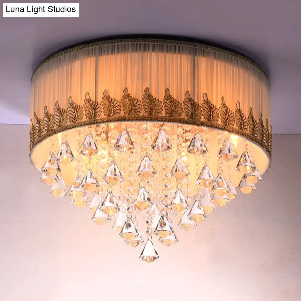 Modern 4 - Light Braided Trim Ceiling Lamp With Crystal Diamond Drape