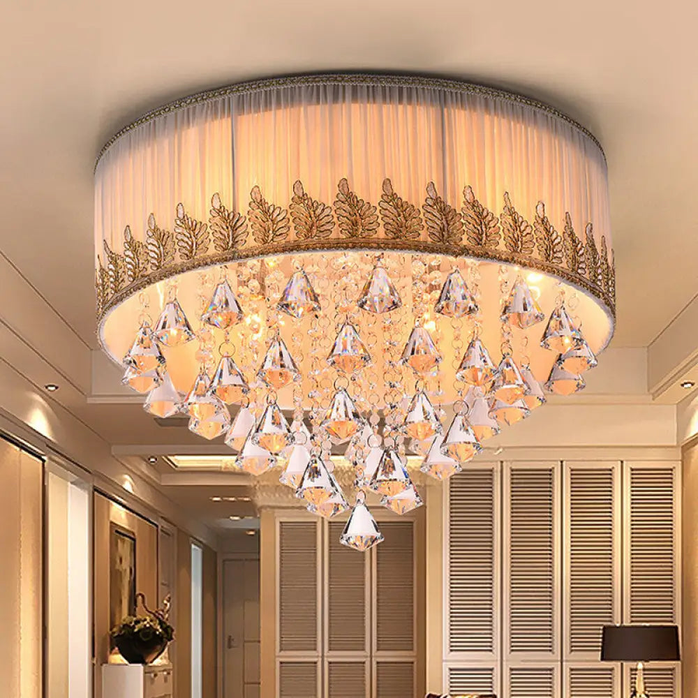 Modern 4 - Light Braided Trim Ceiling Lamp With Crystal Diamond Drape Clear