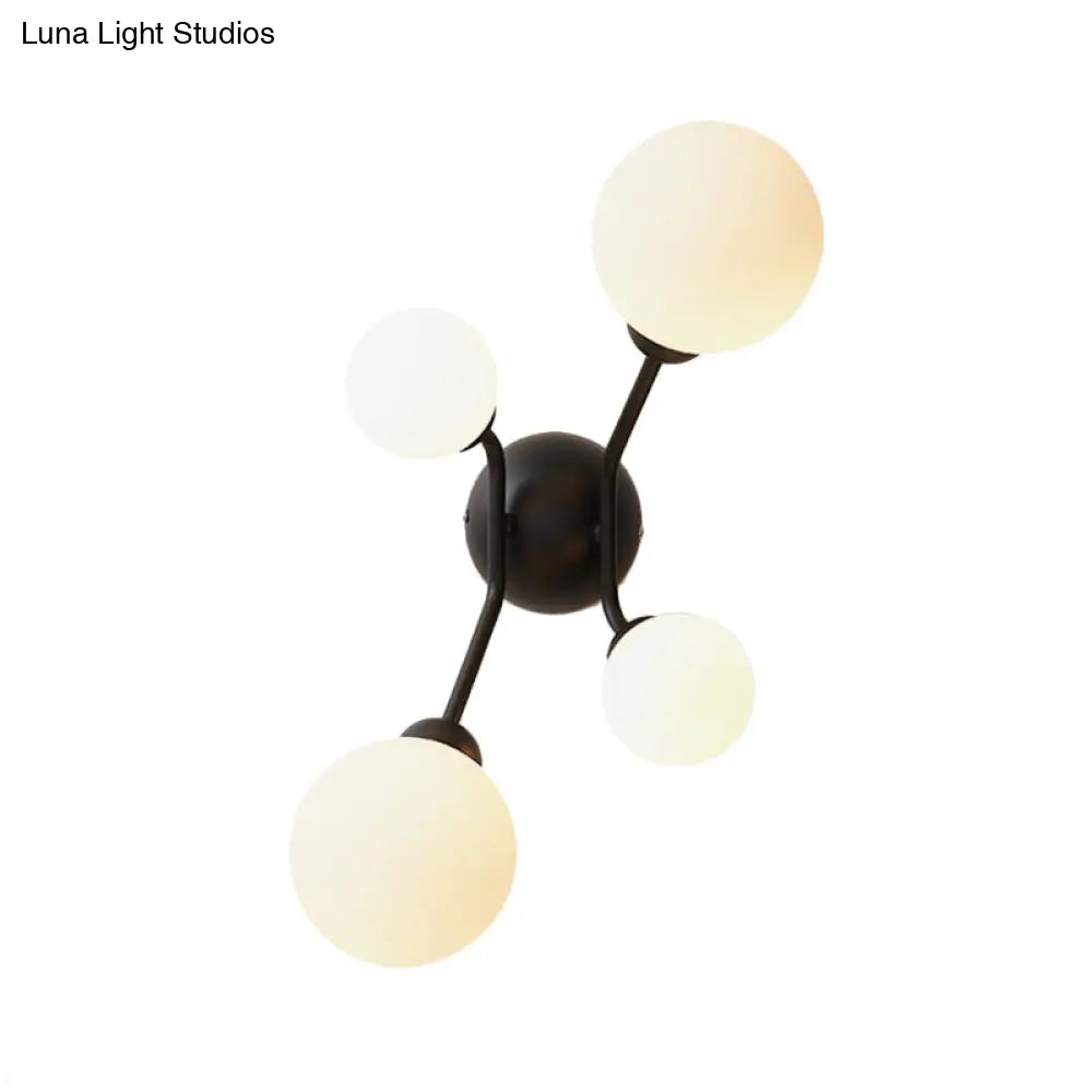 Modern 4-Light Sconce With Cream Glass Shade And Black/Gold Finish