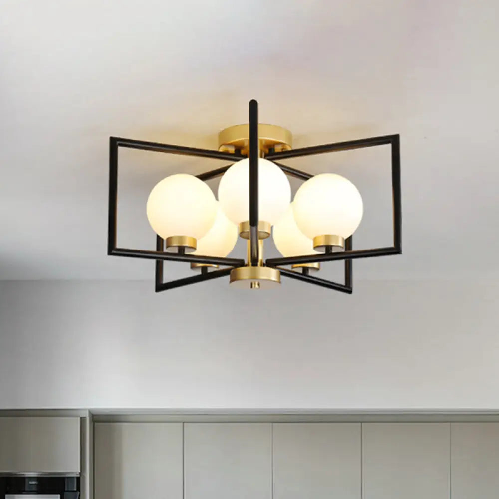 Modern 5-Head Black And Gold Flush Mount Lighting For Living Room Black-Gold