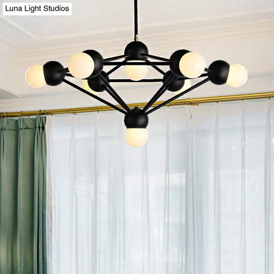 Geometric Metal Arm Chandelier 6/8/10-Light Living Room Hanging Light In Black/Gold 8 / Black