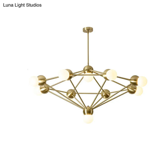 Geometric Metal Arm Chandelier 6/8/10-Light Living Room Hanging Light In Black/Gold