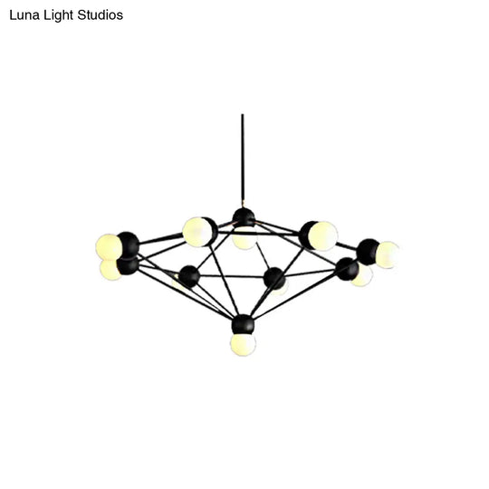 Geometric Metal Arm Chandelier 6/8/10-Light Living Room Hanging Light In Black/Gold