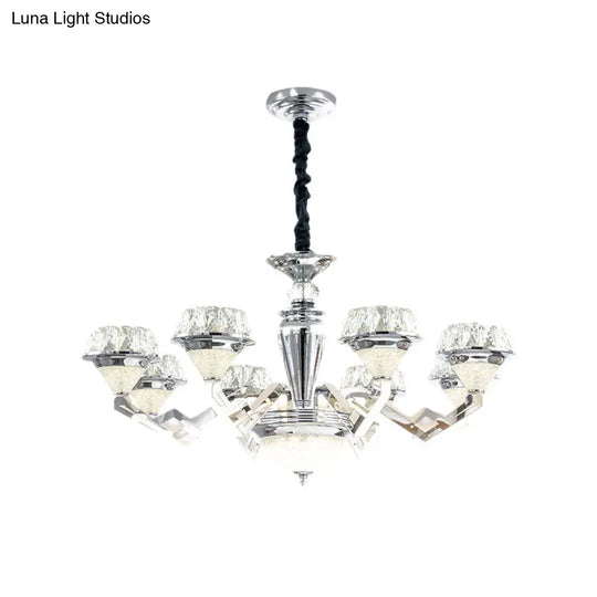 Diamond Ceiling Chandelier - Contemporary Crystal Pendant Light (6/8 Bulbs) In Chrome