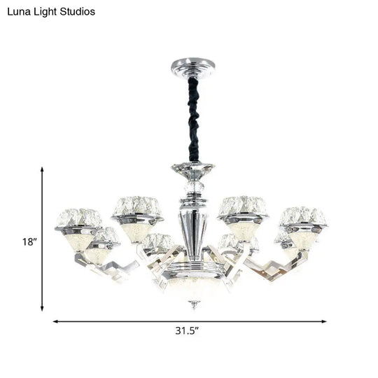 Diamond Ceiling Chandelier - Contemporary Crystal Pendant Light (6/8 Bulbs) In Chrome