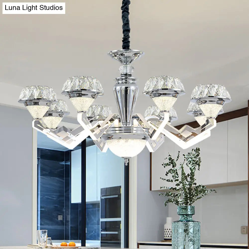 Diamond Ceiling Chandelier - Contemporary Crystal Pendant Light (6/8 Bulbs) In Chrome 8 /