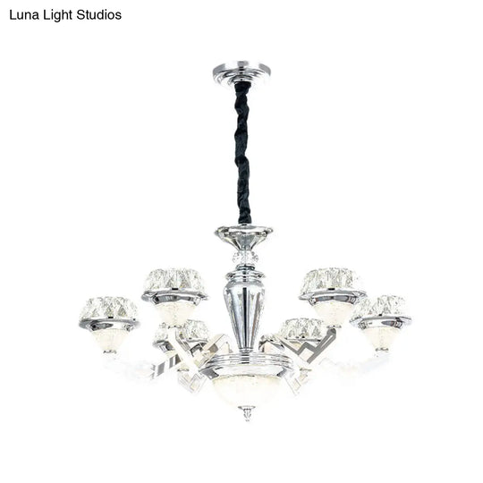 Diamond Ceiling Chandelier - Contemporary Crystal Pendant Light (6/8 Bulbs) In Chrome