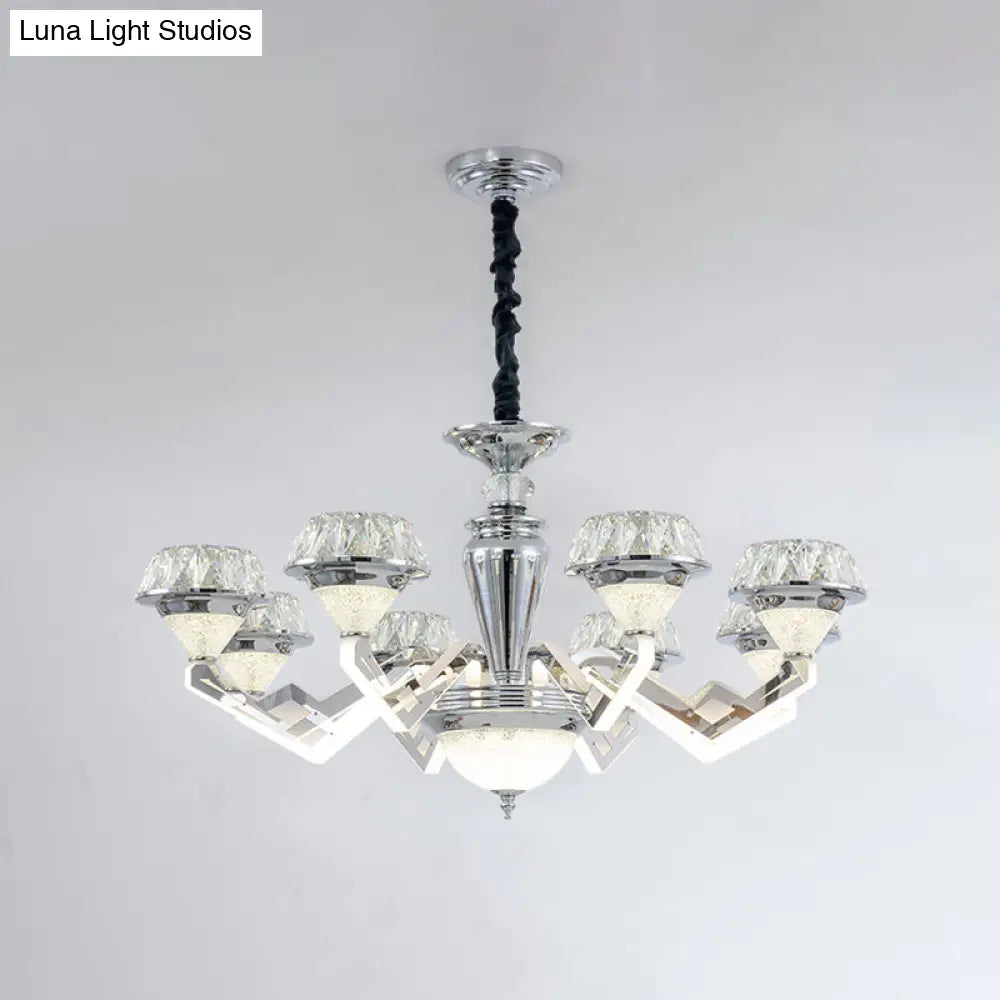 Diamond Ceiling Chandelier - Contemporary Crystal Pendant Light (6/8 Bulbs) In Chrome