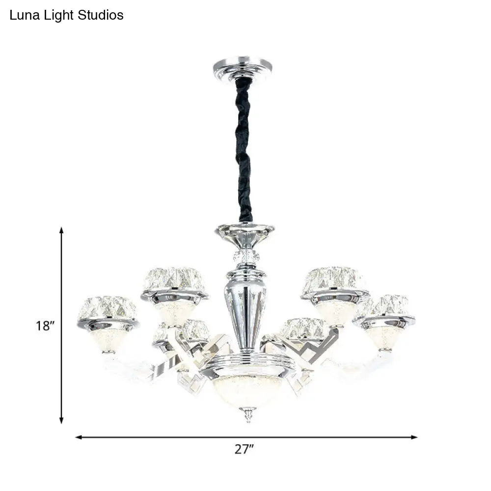 Diamond Ceiling Chandelier - Contemporary Crystal Pendant Light (6/8 Bulbs) In Chrome