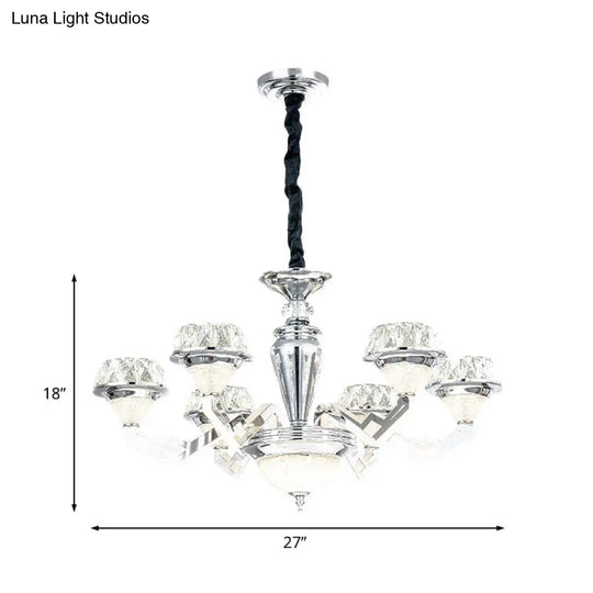 Diamond Ceiling Chandelier - Contemporary Crystal Pendant Light (6/8 Bulbs) In Chrome