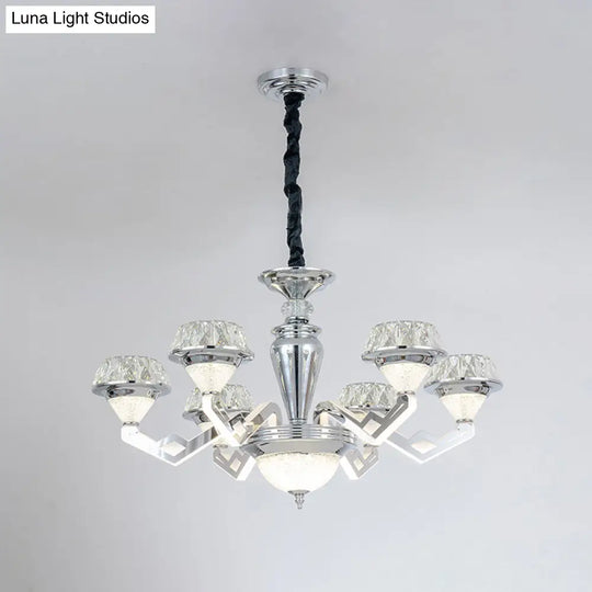 Diamond Ceiling Chandelier - Contemporary Crystal Pendant Light (6/8 Bulbs) In Chrome