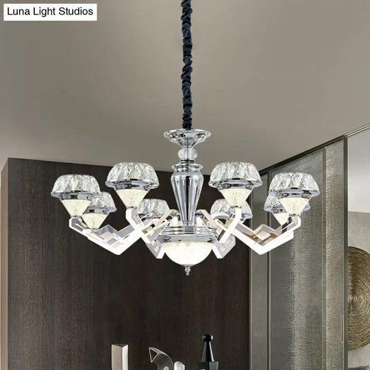 Diamond Ceiling Chandelier - Contemporary Crystal Pendant Light (6/8 Bulbs) In Chrome