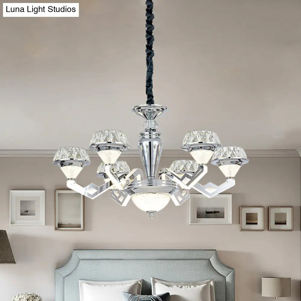 Diamond Ceiling Chandelier - Contemporary Crystal Pendant Light (6/8 Bulbs) In Chrome 6 /