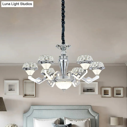 Diamond Ceiling Chandelier - Contemporary Crystal Pendant Light (6/8 Bulbs) In Chrome 6 /