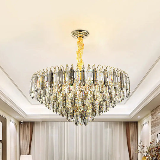 Modern 6/9/16-Bulb Clear Crystal Silver Chandelier Ceiling Light For Bedroom 12 /