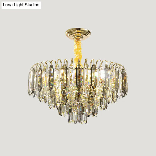 Modern 6/9/16-Bulb Clear Crystal Silver Chandelier Ceiling Light For Bedroom