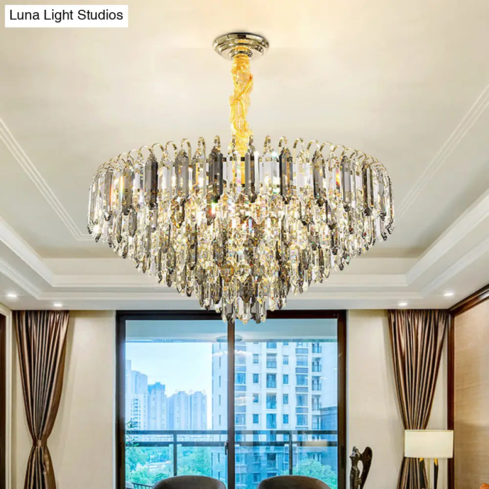 Modern 6/9/16-Bulb Clear Crystal Silver Chandelier Ceiling Light For Bedroom