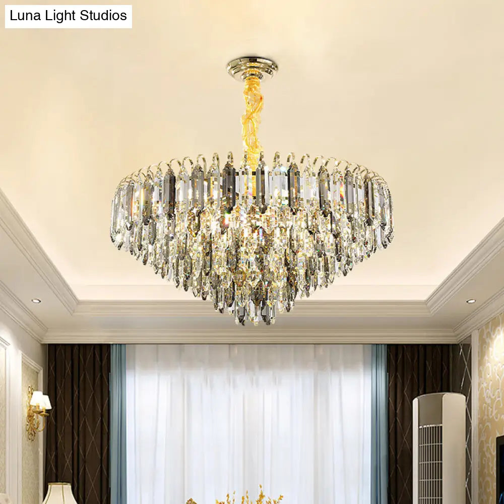 Modern 6/9/16-Bulb Clear Crystal Silver Chandelier Ceiling Light For Bedroom