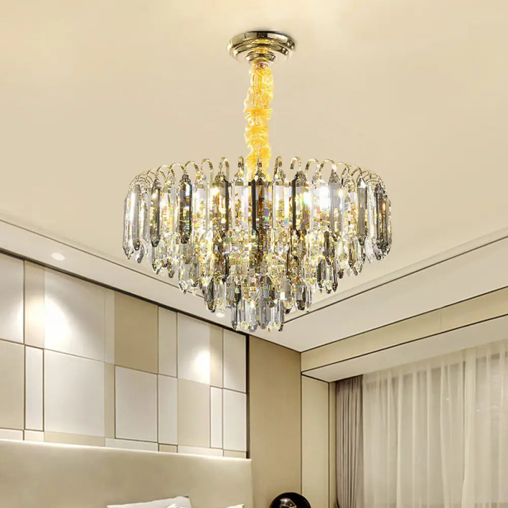 Modern 6/9/16-Bulb Clear Crystal Silver Chandelier Ceiling Light For Bedroom 6 /