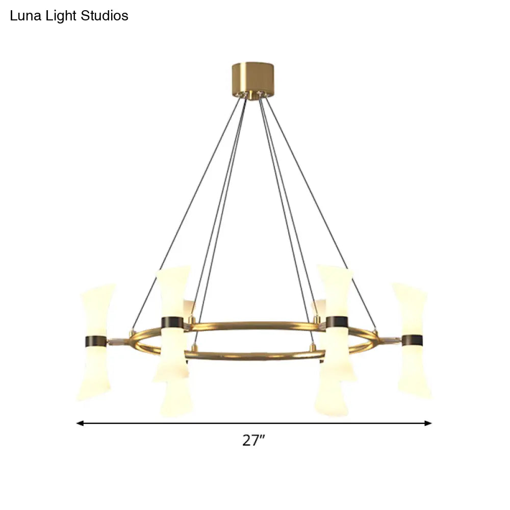 Modern 6-Head Gold Chandelier With Frosted Glass Shade