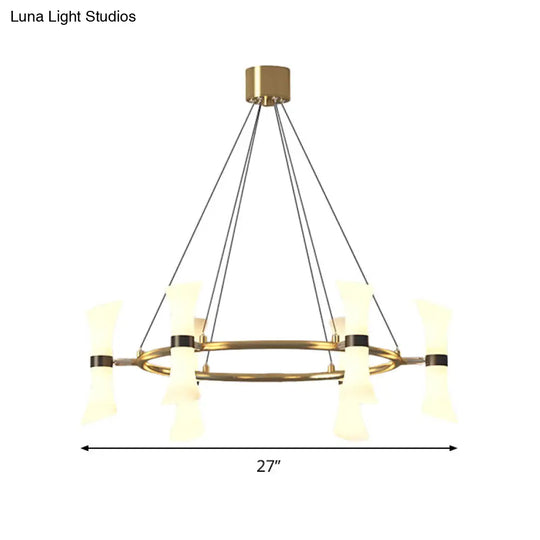 Modern 6-Head Gold Chandelier With Frosted Glass Shade - Stylish Flared Ceiling Suspension Lamp