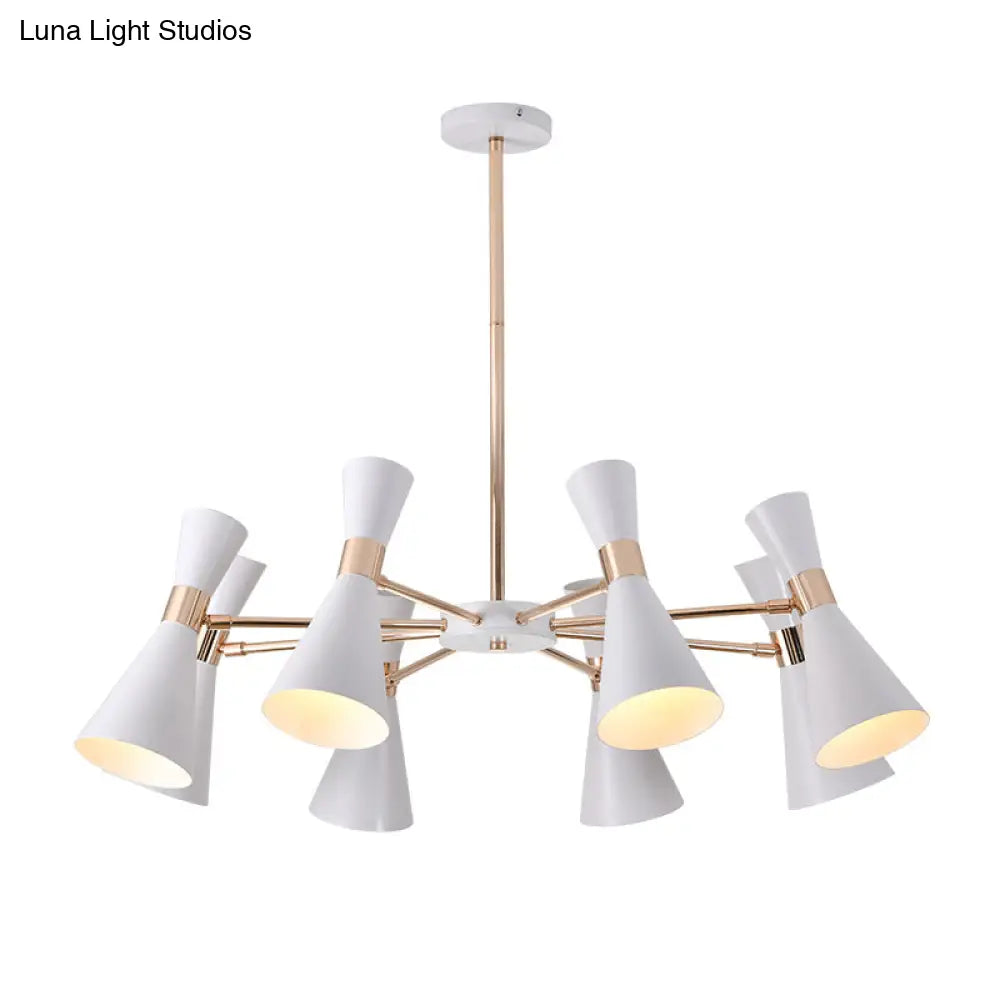 Modern 6-Light White And Gold Drum Metallic Ceiling Chandelier Pendant Light Kit