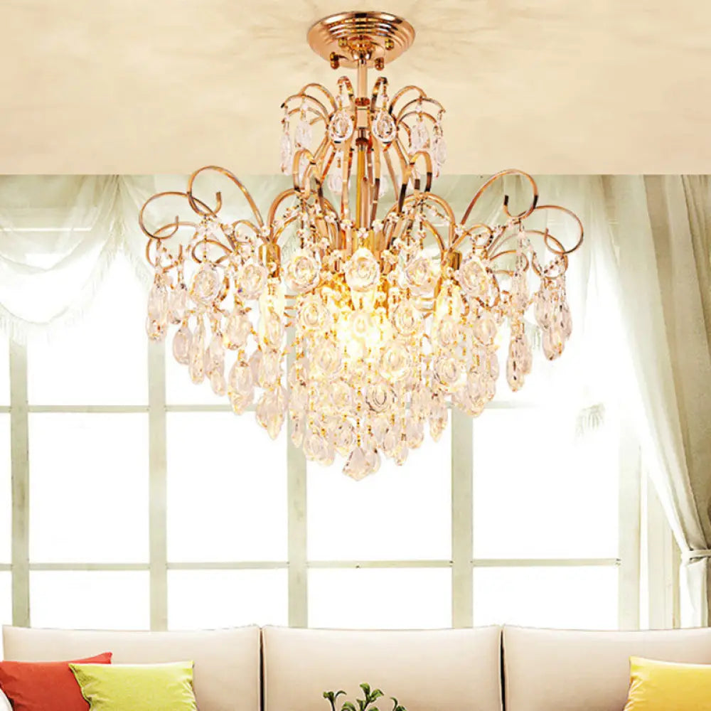 Modern 7-Light Gold Ceiling Flush Mount Fixture For Living Room - Sleek & Stylish