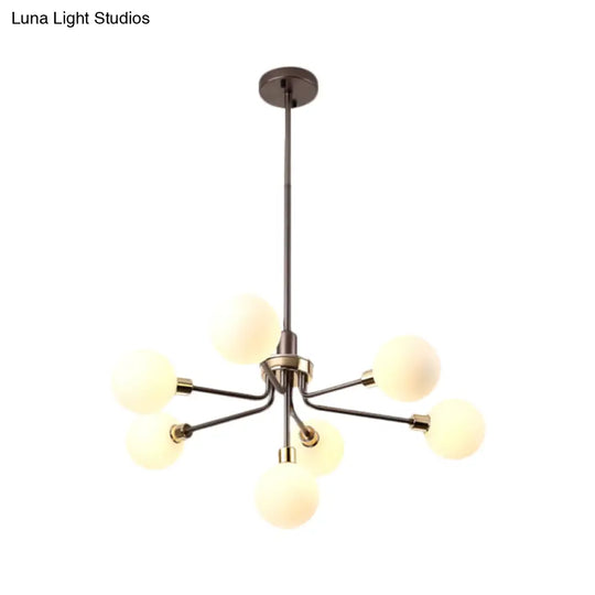 Modern 7-Light Opal Glass Chandelier In Black/Coffee/Gold Finish