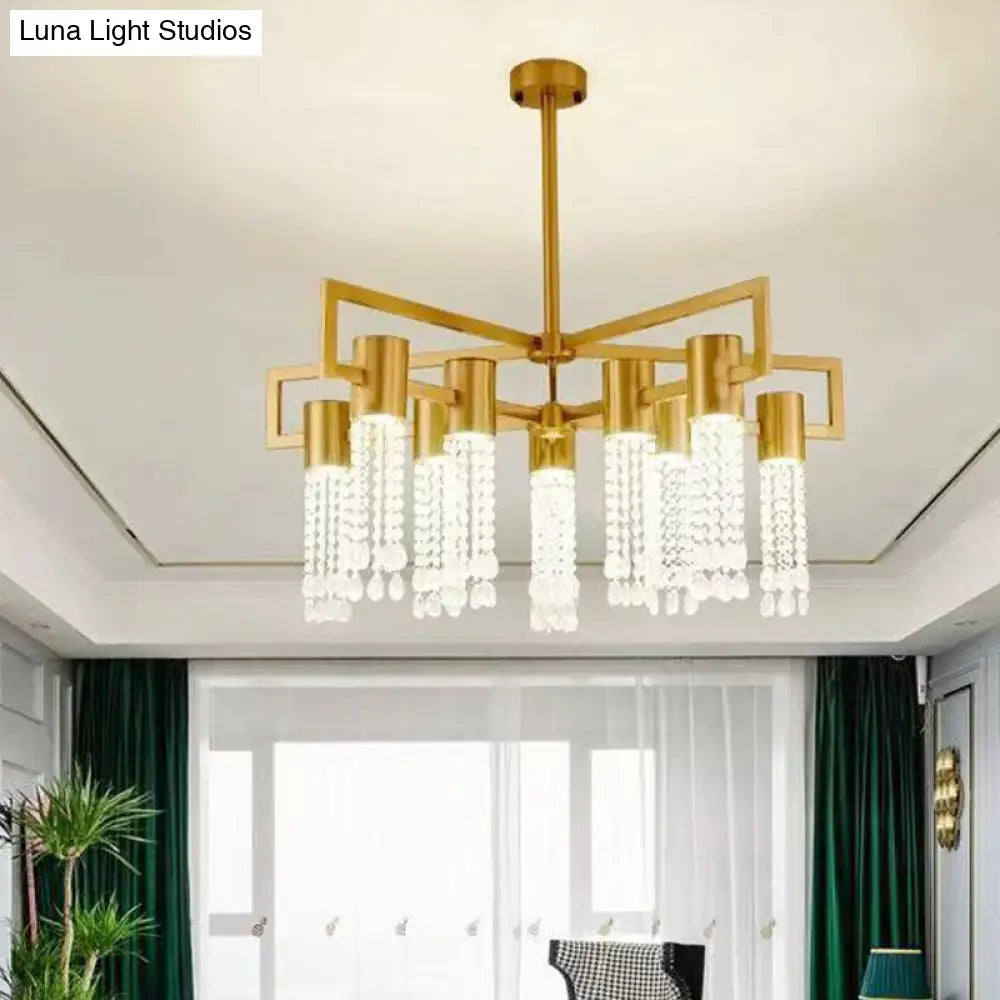 Modern 8/10 Bulb Led Gold Crystal Pendant Chandelier For Bedroom