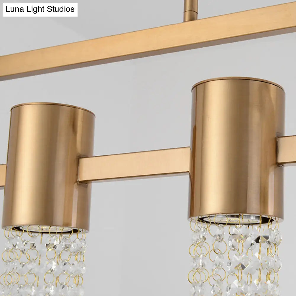 Modern Clear Crystal Pendant Chandelier With Led Lights - Gold Hanging Ceiling Light For Bedroom